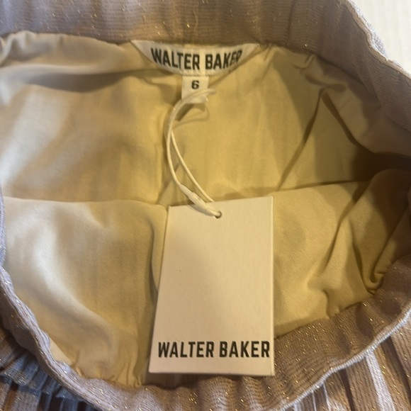 NWT Walter Baker long shimmery elastic skirt beige gold with inside liner size 6 - Picture 7 of 11